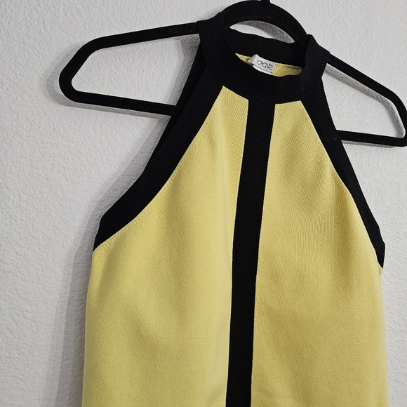 Cache Yellow Mod Colorblock Stretch Silk Halter Top Size Large - Picture 2 of 7